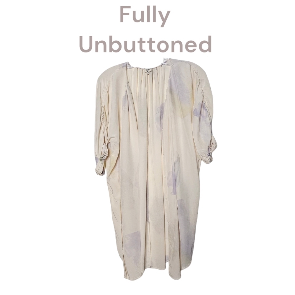 Wilfred Silk Crepe Ruched Pleated Goddess Tunic Neutral Watercolours fits L - XL - Picture 2 of 13